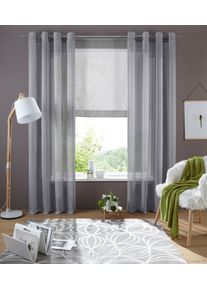 B&auml;ndchenrollo OTTO HOME "Xana" Gr. 2, grau, B:40cm H:90cm, Voile, Obermaterial: 100% Polyester, Raffrollos, B&auml;ndchenrollo, B&auml;ndchenrollo, Raffung mittels Bindeb&auml;ndern