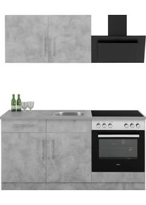 Wiho-K&uuml;chen Pantryk&uuml;che WIHO K&Uuml;CHEN "Cali", grau (k&uuml;che: grau, front: betonfarben, korpus: betonfarben, arbeitsplatte: canvas grau), B:160cm T:60cm, Komplettk&uuml;chen-Sets, Pantryk&uuml;che, wahlweise mit E-Ger&auml;ten, Breite 160 cm