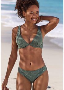 B&uuml;gel-Bikini-Top Lascana "Fay", Damen, Gr. 40, Cup B, gr&uuml;n (oliv), Obermaterial: 94% Polyamid, 6% Elasthan. Futter: 90% Polyester, 10% Elasthan, Strukturmuster, Bikini-Oberteile B&uuml;gel-Bikini-Top, aus eleganter Strukturware, Topseller