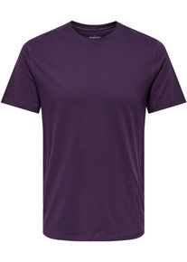 Only & Sons Rundhalsshirt ONLY & SONS "ONSMAX LIFE REG SS STITCH TEE", Herren, Gr. S, shadow lila, Single Jersey, Obermaterial: 100% Baumwolle, unifarben, regular fit normal, Rundhals, Shirts Rundhalsshirt, Baumwolle, normal geschnitten