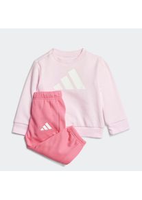 Trainingsanzug adidas Sportswear "I BL FL JOG 240", Jungen, Gr. 98, pink (clear pink, wei&szlig;), Obermaterial: 70% Baumwolle, 30% Polyester, Sportanz&uuml;ge Trainingsanzug