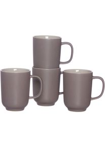 Ritzenhoff & Breker Becher RITZENHOFF & BREKER "Jasper", grau (taupe), H:10cm, Steinzeug, Trinkgef&auml;&szlig;e, Becher, 4-teilig