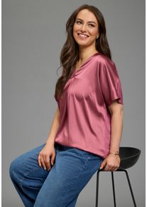 Satinbluse LAURA SCOTT CURVE "Gro&szlig;e Gr&ouml;&szlig;en", Damen, Gr. 40/42, rosa (beere), Satin, Obermaterial: 100% Polyester. R&uuml;ckenteil: 94% Viskose, 6% Elasthan, unifarben, figurumspielend Po-bedeckend, V-Ausschnitt, angeschnitten, Blusen Satinbluse, figurumspielende Passform, mit Falteneinsatz vorne, V-Ausschnitt, Topseller