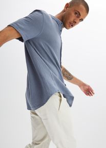 Kurzarmhemd bonprix, Herren, Gr. 41/42 (L), N-Gr, rauchblau, Web, Obermaterial: 100% Baumwolle, regular fit, Hemden Kurzarmhemd, Regular Fit, aus reiner Baumwolle, mit Stehkragen, mit kurzem Arm