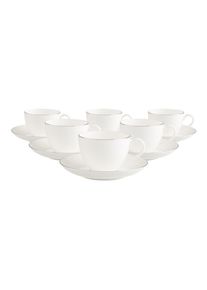 Villeroy & Boch Tasse VILLEROY & BOCH "Kaffeetassen mit Untertassen Anmut Platinum No.1 150 ml 6er Set wei&szlig;", wei&szlig;, Porzellan, Trinkgef&auml;&szlig;e, Tasse