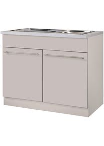 Wiho-K&uuml;chen Sp&uuml;lenschrank WIHO K&Uuml;CHEN "Chicago", beige (front und korpus: cashmere, arbeitsplatte: canvas grau), B:100cm H:85cm T:60cm, Schr&auml;nke, Sp&uuml;lenschrank, 100 cm breit, inkl. Einbausp&uuml;le aus Edelstahl