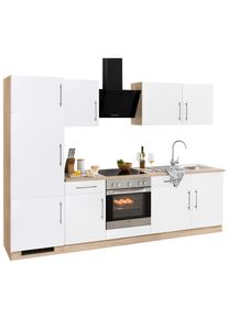 Wiho-K&uuml;chen K&uuml;chenzeile WIHO K&Uuml;CHEN "Cali", wei&szlig; (k&uuml;che: braun, korpus: sonoma eiche nachbildung, arbeitsplatte: sonoma eiche nachbildung), B:280cm T:60cm, Komplettk&uuml;chen-Sets, K&uuml;chenzeile, ohne E-Ger&auml;te, Breite 280 cm
