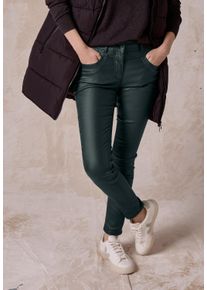 Lederimitathose Cecil "SCARLETT", Damen, Gr. 30, L&auml;nge 30, gr&uuml;n (fir gr&uuml;n), Obermaterial: 76% Viskose, 21% Nylon, 3% Elasthan, unifarben, slim fit kn&ouml;chellang, Hosen Lederimitathose, im Five-Pocket Style
