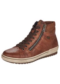 Schn&uuml;rboots Remonte, Damen, Gr. 37, braun (cognac), Leder, Lederimitat, Schuhe Schn&uuml;rboots, Plateau, Schn&uuml;rstiefelette, Boots in Crash-Optik