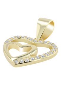 Adelia&acute;s Herzanh&auml;nger ADELIA&acute;S "Damen Anh&auml;nger &iquest; Herz Herzanh&auml;nger aus 925 Silber mit Zirkonia", wei&szlig;, Schmuckanh&auml;nger, Damen, Herzanh&auml;nger