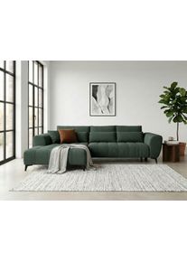 Ecksofa WERK2 "Garay, XXL-Liegefl&auml;che: elektrisch ausziehbar auf ca. 228&times;126 cm", gr&uuml;n, B:287cm H:64cm T:220cm, 100% Polyester, Sofas, Ecksofa, Luxus in &Uuml;bergr&ouml;&szlig;e: XXL-Liegefl&auml;che, Komfort-Ottomane & stilvolle F&uuml;&szlig;e