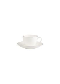 Villeroy & Boch Tasse VILLEROY & BOCH "Kaffeetasse mit Untertasse Anmut Platinum No.1 150 ml wei&szlig;", wei&szlig;, Porzellan, Trinkgef&auml;&szlig;e, Tasse
