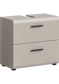 Waschbeckenunterschrank Welltime "FLORENZ, Breite 60 cm, 2 Schubk&auml;sten,ink. Siphonausschnitt", beige (kaschmir), B:60cm H:55cm T:30cm, FSC-zertifizierter Holzwerkstoff, MDF, Schr&auml;nke, Waschbeckenunterschrank, hochwertige MDF Front, Griff schwarz, Badschrank, Bad