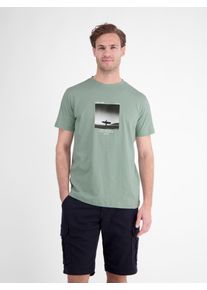 Kurzarmshirt Lerros, Herren, Gr. L, bay gr&uuml;n, Single Jersey, Obermaterial: 100% Baumwolle, bedruckt, regular fit h&uuml;ftbedeckend, Rundhals, abgesteppte Kante, Shirts Kurzarmshirt, Sommershirt mit Print