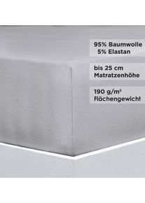 Bettlaken Florella "AVANCE Jersey Elastan, 95% Baumwolle", grau (ivory), 1 Stk., Jersey, 180x200-220 25cm, Jersey, Obermaterial: 95% Baumwolle CO. 5% Elasthan EL., Bettlaken, Bettlaken