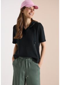 Kapuzensweatshirt Cecil, Damen, Gr. XS (36), palm breeze gr&uuml;n, Sweatware, Obermaterial: 77% Polyester, 21% Viskose, 2% Elasthan. Futter: 50% Baumwolle, 50% Polyester, unifarben, h&uuml;ftlang, V-Ausschnitt, Sweatshirts Kapuzensweatshirt, mit feiner Struktur, Casual Fit