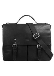 Aktentasche mano, Gr. B/H/T: 39cm x 29cm x 9cm onesize, schwarz, Leder, leicht gl&auml;nzend, unifarben, Taschen Aktentasche, echt Leder