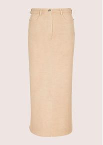 Madeleine Mode Regular-fit-Jeans MADELEINE "Jeansrock Midirock mit Formbund", Damen, Gr. 40, N-Gr, kiesel, Obermaterial: 50% Baumwolle CO. 48% Viskose CV. 2% Elasthan EL., Modern, schmal, Jeans Regular-fit-Jeans, Jeansrock in Midil&auml;nge