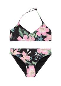 Triangel-Bikini Roxy "Shadow Floral Brasic", Kinder, Gr. 12(148-156cm), Cup B, schwarz, Obermaterial: 18% Elasthan, 82% Microfaser;, Bikini-Sets Triangel-Bikini