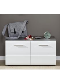 Sitzbank Home Affaire "Sovana", wei&szlig; hochglanz, eichefarben rauchsilber, eichefarben rauchsilber, B:80cm H:41cm T:35cm, Sitzb&auml;nke, Sitzbank, Sitzbank mit 2 T&uuml;ren - (B/T/H) 80/35/41 cm