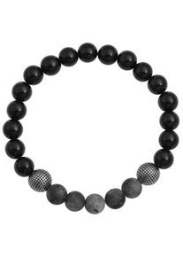 Adelia&acute;s Armband ADELIA&acute;S "Unisex Armband &iquest; Kugelarmband aus Edelstahl mit Achat 17 cm" Gr. 17, schwarz, Armb&auml;nder, Damen, Edelstahl, Armband