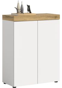 Schuhschrank OTTO HOME "MAMBO, Breite 77cm, stehend & h&auml;ngend, push-2-open", platin wei&szlig;, wotan eiche nachbildung, B:77cm H:99cm T:37cm, FSC-zertifizierter Holzwerkstoff, Schr&auml;nke, Schuhschrank, Schuhschrank, Schuhkommode, Flur, Diele