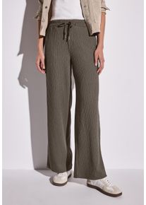 Stoffhose Street One, Damen, Gr. 40, L&auml;nge 30, braun (acron braun), Web, Obermaterial: 55% Polyester, 44% Viskose, 1% Elasthan, Strukturmuster, loose fit kn&ouml;chellang, Hosen Stoffhose, Sommerhose mit Struktur