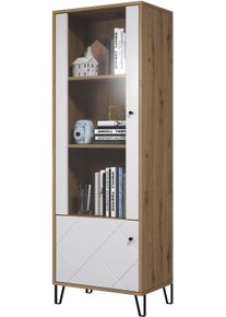 Standvitrine Home Affaire "Tarragona", artisan eiche melamin, wei&szlig; matt, B:63cm H:172cm T:40cm, Schr&auml;nke, Standvitrine, Standvitrine mit 2 T&uuml;ren - (B/T/H) 63/40/172 cm