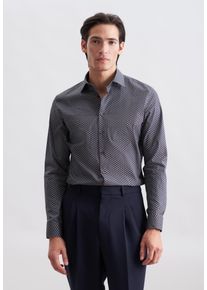 Businesshemd Seidensticker "Schwarze Rose", Herren, Gr. XXL (45), normale &Auml;rmell&auml;ngen, braun, 100% Baumwolle, bedruckt, tailored fit, 2-Knopf-Manschette, Hemden Businesshemd, Shaped 1/1 Kentkragen Druck