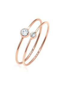 Ring-Set Elli "Ring Set 925 Silber, mit Kristallen von Swarovski(R)" Gr. 46, rosa (rosegold), Fingerringe, Damen, 46,mit Stein, Silber 925 (Sterlingsilber), 4mm, Ring-Set