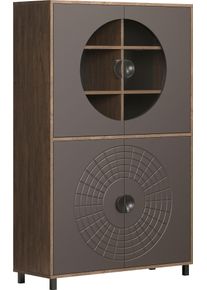 Hochkommode Home Affaire "Fusion", braun, B:97cm H:163cm T:42cm, Sideboards, Hochkommode, Vitrine mit besonderem Kreismuster - Hochzeitsschrank in Vintageoptik