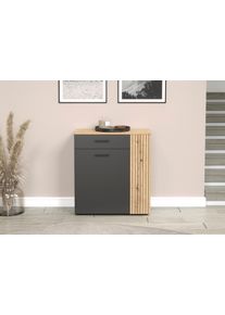 Schuhschrank Home Affaire "Estepona", anthrazit, B:80cm H:88cm T:36cm, Holzwerkstoff, Kunststoff, Schr&auml;nke, Schuhschrank, Schuhkommode mit 2 T&uuml;ren und Schubkasten &ndash; (B/T/H) 80/36/88 cm