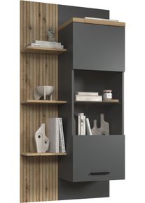 H&auml;ngevitrine Home Affaire "Bajo", anthrazit, evoke eiche, B:80cm H:161cm T:32cm, Glas, Holzwerkstoff, Kunststoff, Schr&auml;nke, H&auml;ngevitrine, H&auml;ngeschrank mit 1 T&uuml;r & 1 Glasboden &ndash; (B/T/H) 80/32/161 cm
