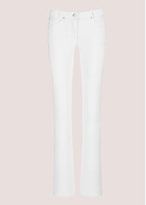 Madeleine Mode Regular-fit-Jeans MADELEINE "Denimhose Schmale Jeans im Five-Pocket-Style", Damen, Gr. 48, N + K Gr, wei&szlig;, Obermaterial: 95% Baumwolle CO. 5% Elasthan EL., Modern, Jeans Regular-fit-Jeans, Mit "M"-Stickerei auf der Ges&auml;&szlig;tasche