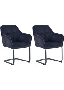 Freischwinger ByLiving "ELBA", schwarz, schwarz, B:60cm H:85cm T:60cm, Metall, Stoff, St&uuml;hle, Freischwinger, Grob-Cord, 110 kg, 180 drehbar R&uuml;ckholfunktion, Schwingstuhlgestell
