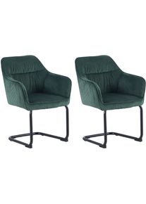 Freischwinger ByLiving "ELBA", dunkelgr&uuml;n, schwarz, B:60cm H:85cm T:60cm, Metall, Stoff, St&uuml;hle, Freischwinger, Grob-Cord, 110 kg, 180 drehbar R&uuml;ckholfunktion, Schwingstuhlgestell