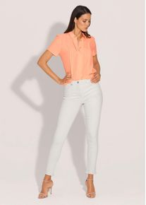 Madeleine Mode Regular-fit-Jeans MADELEINE "Jeans Mid Waist Skinny-Hose mit Fransen", Damen, Gr. 46, N + K Gr, grau (kiesel), Obermaterial: 92% Baumwolle CO. 6% Polyester PES. 2% Elasthan EL., Modern, normal, Jeans Regular-fit-Jeans, mit Fransensaum