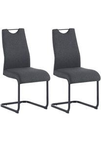 Freischwinger ByLiving "CAPRI", dunkelgrau, schwarz, B:44cm H:88cm T:55cm, Metall, Stoff, St&uuml;hle, Freischwinger, Webstoff, bis 110 kg, Schaumstoff, Schwingstuhlgestell, mit Griff