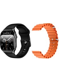 Smartwatch SMARTY 2.0 "SW080", schwarz (schwarz, schwarz), Smartwatches, Smartwatch, Armbanduhr, Damenuhr, Herrenuhr, Android5.0+, Apple iOS 9.0+