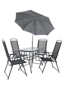 Garten-Essgruppe Vcm "5-tlg Sitzgruppe Gartenm&ouml;bel Tisch St&uuml;hle Set 110", schwarz (anthrazit), B:110cm T:55cm, Obermaterial: 100% Metall MT., Sitzm&ouml;bel-Sets, Garten-Essgruppe
