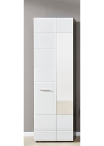 Garderobenschrank Home Affaire "Sovana", wei&szlig; hochglanz, eichefraben rauchsilber, B:60cm H:191cm T:35cm, FSC-zertifizierter Holzwerkstoff, Schr&auml;nke, Garderobenschrank, Garderobenschrank mit 2 T&uuml;ren & Spiegel - (B/T/H) 60/36/191 cm