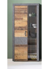 Vitrine Home Affaire "Ilana", graphit grau matera, old wood farben, Schr&auml;nke, Vitrine, moderner Industrial Style - Beleuchtung optional - B/T/H 87/34/189 cm