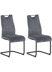 Freischwinger ByLiving "CAPRI", grau, schwarz, B:44cm H:88cm T:55cm, Metall, Stoff, St&uuml;hle, Freischwinger, Grob-Cord, bis 110 kg, Schaumstoff, Schwingstuhlgestell, mit Griff