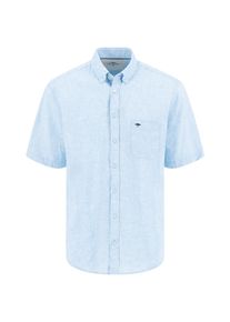 Kurzarmhemd Fynch-Hatton, Herren, Gr. M, N-Gr, sky blau, Web, Obermaterial: 80% Leinen, 20% Baumwolle, unifarben, regular fit normal, ohne Ausschnitt, gerader Abschluss, Hemden Kurzarmhemd, mit Logo Stickerei