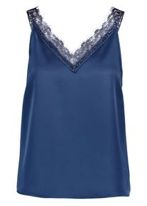Spitzenbluse Zero "Basic-Top mit V-Ausschnitt", Damen, Gr. 44, sargasso sea, Obermaterial: 100% Polyester PES., Blusen Spitzenbluse