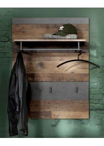 Garderobenpaneel Home Affaire "Ilana", braun (grafit grau matera), Holzwerkstoff, Garderobenpaneele, Garderobenpaneel, Garderobenpaneel mit Ablage & Haken - (B/T/H) 80/29/106 cm