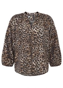 Schlupfbluse Zero "Schlupfbluse mit Leoprint", Damen, Gr. 44, beige, schwarz, Obermaterial: 11% Polyester PES. 89% Viskose CV., Blusen Schlupfbluse
