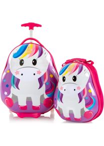 Kinderkoffer Heys "Travel Tots, 46 cm, Einhorn", M&auml;dchen, Gr. B/H/T: 34cm x 46cm x 23cm 14 l, blau (einhorn), ABS, Polycarbonat, festlich, Koffer Kinderkoffer, Heys Kindertrolley Kinder Reisegep&auml;ck