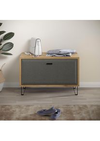 Sitzbank Home Affaire "Belva", eiche, dunkelgrau, B:79cm H:51cm T:42cm, Holzwerkstoff, Kunststoff, Metall, Sitzb&auml;nke, Sitzbank, Flurbank mit einer Klappe - verstellbarer Boden - (B/T/H) 79/42/51 cm