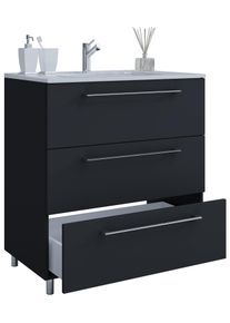 Waschtisch Vcm "2-tlg. Waschplatz Waschtisch Badinos 3 Schublade", schwarz, B:60cm T:46cm, Waschtische, Waschtisch